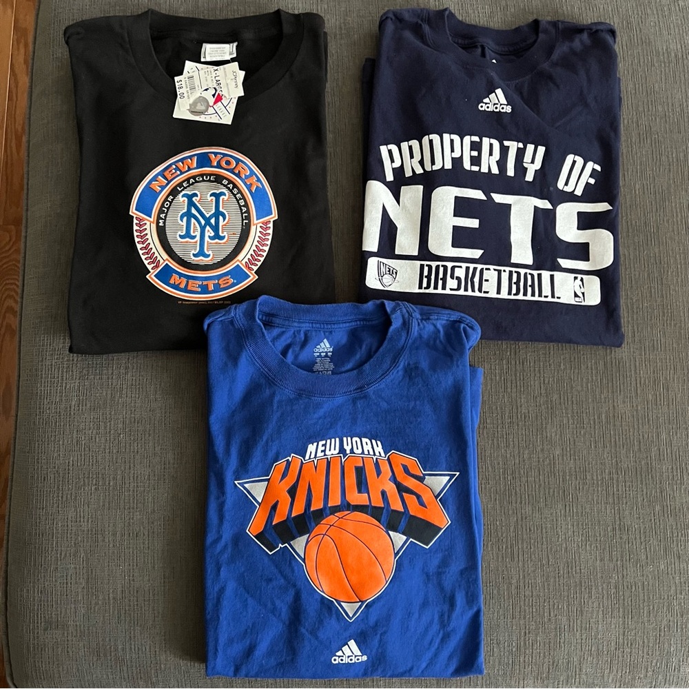Mens NY Sports Teams Mets Nets Knicks 1 NWT Lee Sport & Adidas Size XL